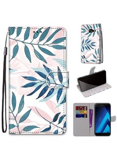 Case Cover For Samsung Galaxy A5 2017 Coloured Drawing Cross Texture Horizontal Flip PU Leather Case with Holder & Card Slots & Wallet & Lanyard Pink Green Needles