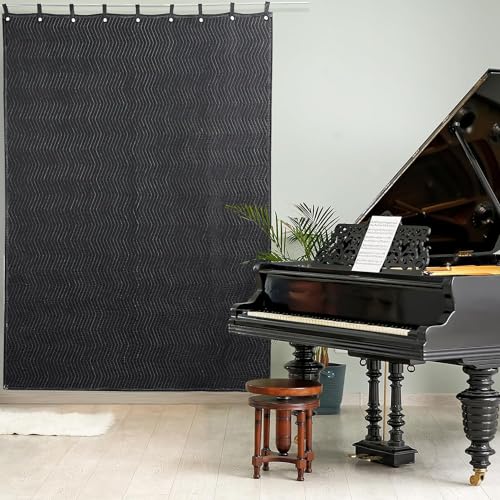HOMBYS Large Sound Dampening Blanket, 72" x 40" Sound Absorbing Panel with Grommets for Wall Hanging, Noise Reduce Curtains for Recording Studio Use and Basements, 72" x 40", Black - Image 4
