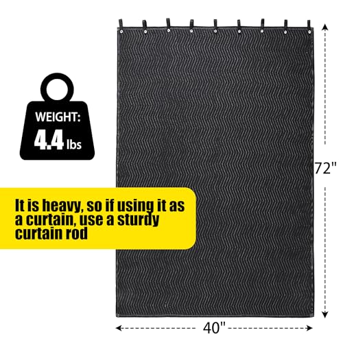 HOMBYS Large Sound Dampening Blanket, 72" x 40" Sound Absorbing Panel with Grommets for Wall Hanging, Noise Reduce Curtains for Recording Studio Use and Basements, 72" x 40", Black - Image 2