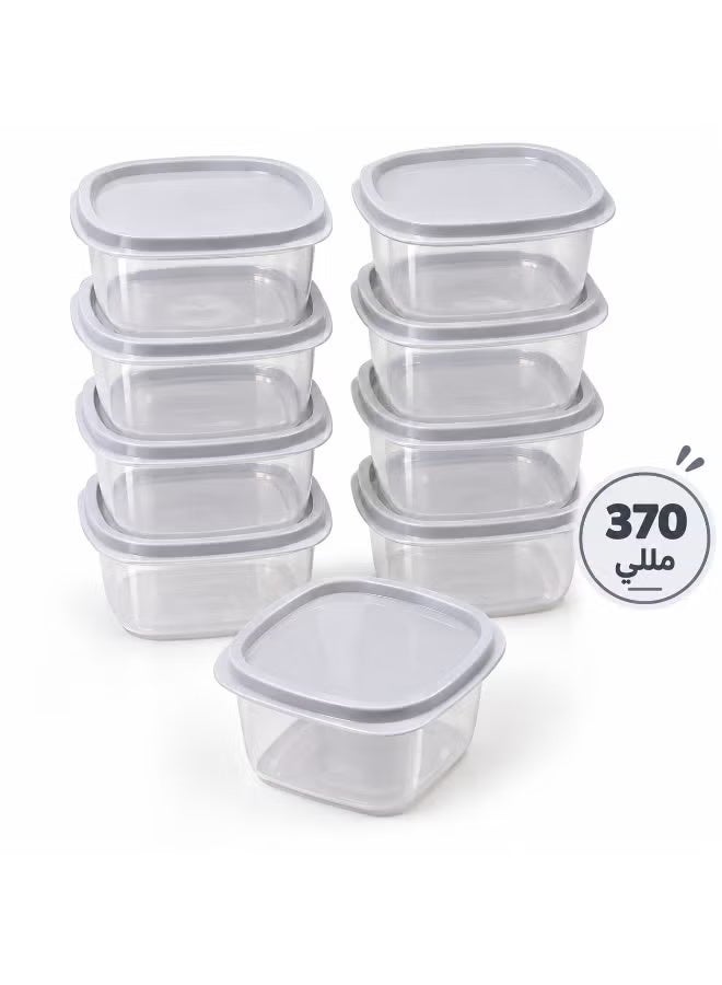فافيلا طقم 10 علب تخزين صغيرة مربعة بغطاء - حاويات بلاستيكية للصلصات والتوابل والزبادي - مناسبة للفريزر - Image 1