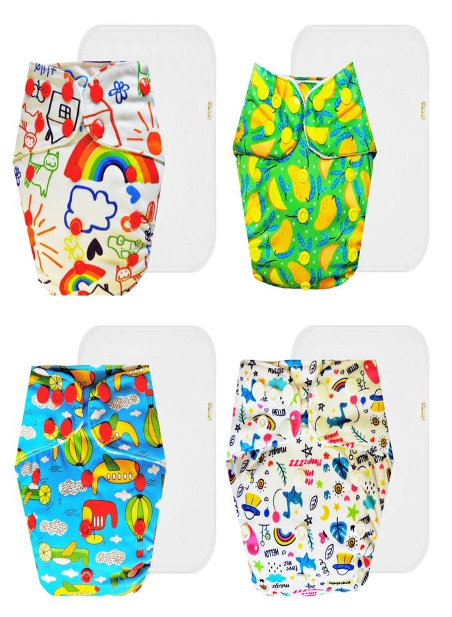 Dumbledo Premium Cloth Diaper with Cotton Insert (Pack of 4) | Dry Feel and Comfortable | Breathable | Travel Friendly | Everyday Diapering Essential | 3 Months - 3 Years | Unisex Baby - Image 1