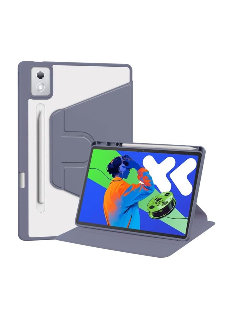 VKL Case Compatible with Lenovo Idea Tab Pro 12.7 Inch 2025,360 Degree Rotating Stand,Acrylic Transparent Rotating Protective Case,Multi-View Stand,with Pen Slot,Auto Sleep/Wake (Lavender) - Image 1