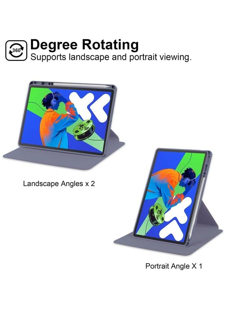 VKL Case Compatible with Lenovo Idea Tab Pro 12.7 Inch 2025,360 Degree Rotating Stand,Acrylic Transparent Rotating Protective Case,Multi-View Stand,with Pen Slot,Auto Sleep/Wake (Lavender) - Image 2