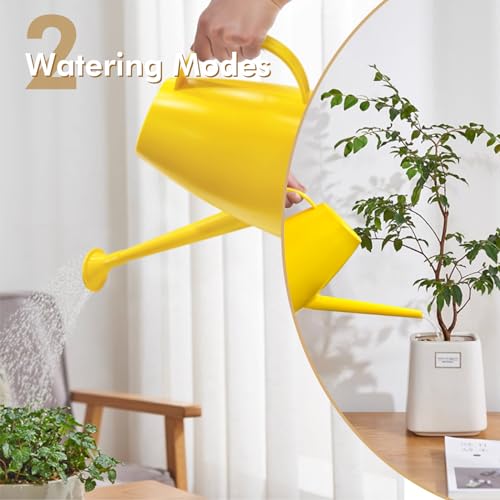 Etarewilt Watering Can for Indoor Outdoor Plants, Modern Small Watering Cans with Removable Nozzle, Long Spout Watering Can for Indoor Bonsai Plants Garden Flowers 1/2 Gallon 1.8L 60OZ (Yellow) - Image 2