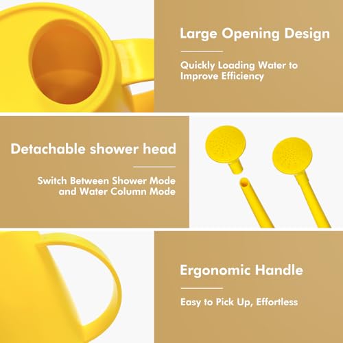 Etarewilt Watering Can for Indoor Outdoor Plants, Modern Small Watering Cans with Removable Nozzle, Long Spout Watering Can for Indoor Bonsai Plants Garden Flowers 1/2 Gallon 1.8L 60OZ (Yellow) - Image 5