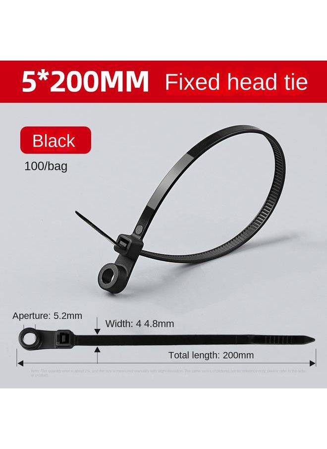 Bluejw Factory Wholesale Fixed Head Nylon Cable Tie 5*200 Screw Hole Round Hole Self-locking Plastic Buckle Strapping Strap  - Image 1