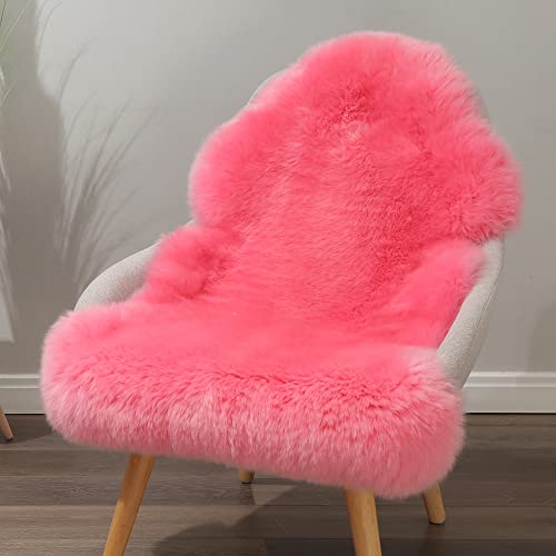 LLB Genuine Sheepskin Area Rug Wool Rug Fur Carpet Fluffy Shaggy Fur Rug for Living Room Kids Bedroom Real Sheepskin Throw Lambskin Rugs Sofa Mat Chair Seat Covers (Pink, 2 x 3 ft Sheepskin) - Image 1
