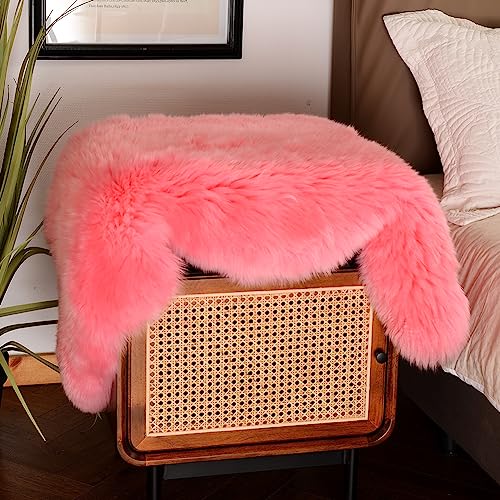 LLB Genuine Sheepskin Area Rug Wool Rug Fur Carpet Fluffy Shaggy Fur Rug for Living Room Kids Bedroom Real Sheepskin Throw Lambskin Rugs Sofa Mat Chair Seat Covers (Pink, 2 x 3 ft Sheepskin) - Image 5