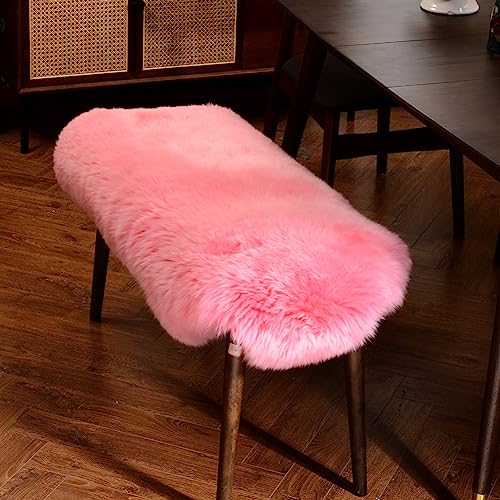 LLB Genuine Sheepskin Area Rug Wool Rug Fur Carpet Fluffy Shaggy Fur Rug for Living Room Kids Bedroom Real Sheepskin Throw Lambskin Rugs Sofa Mat Chair Seat Covers (Pink, 2 x 3 ft Sheepskin) - Image 3