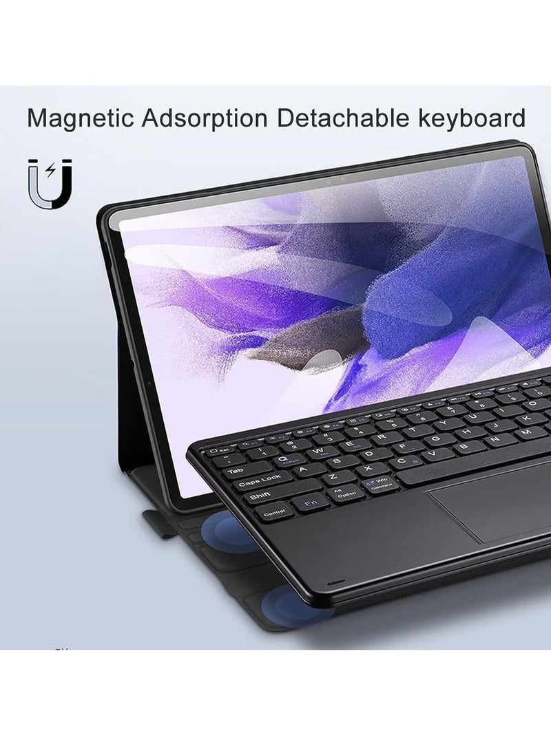 Keyboard Case for Samsung Galaxy Tab S9 Plus 12.4 Inch 2023 – Premium PU Leather Cover, Detachable Bluetooth Keyboard with Smart Trackpad, Magnetic Adsorption for Seamless Typing Experience