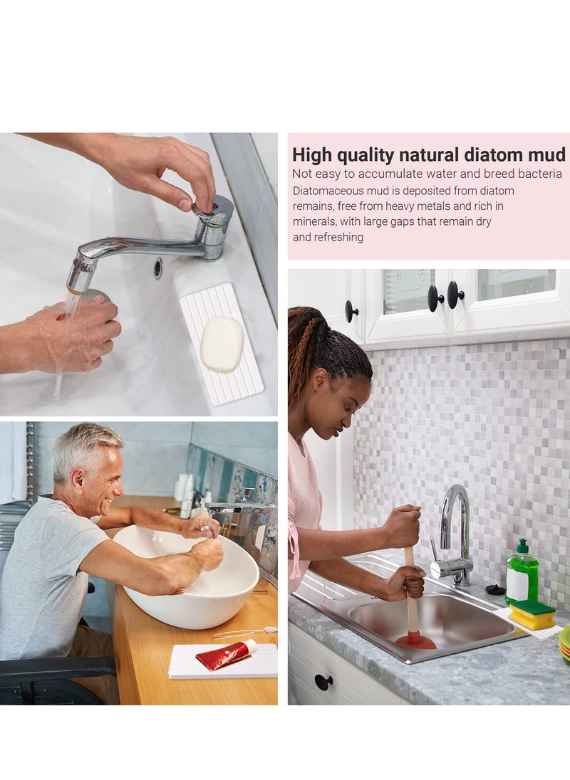 Excefore Water Absorbent Diatomite Coasters, 5Pcs Instant Dry Sink Organizer, Drying Stone for Kitchen Counter, Water Absorbing Stone Used for Hand Soaps & Plants & toiletries (White)  - Image 4
