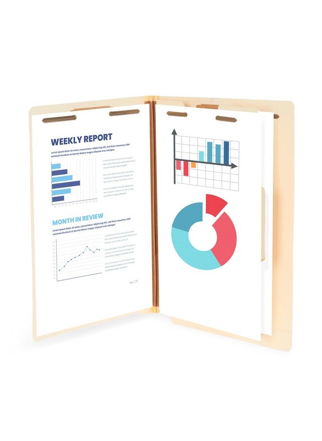 Blue Summit Supplies Blue Summit End Tab Fastener Folder 1 Divider And 4 Fasteners Letter Size Manila 50 Folders  - Image 3