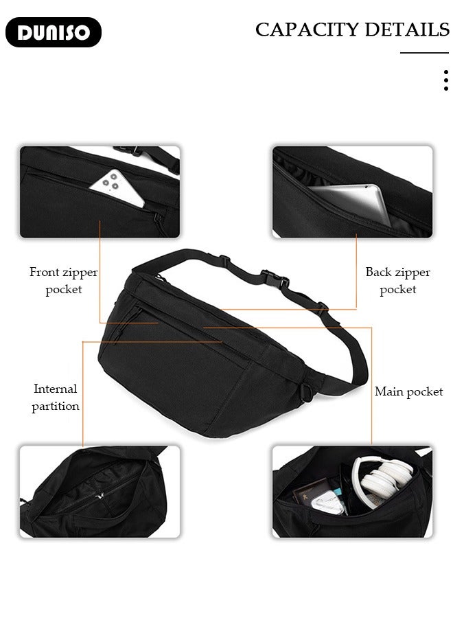 DUNISO Waist Pack for Men, Crossbody Waist Bag Pack Belt Bag for Travel Walking Running Hiking Cycling, Pouch Hip Bum Bag Chest Bag with Adjustable Strap For Gym Fitness Workout Travel Work Commuting - Image 3