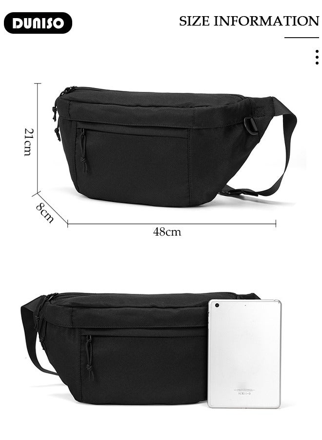 DUNISO Waist Pack for Men, Crossbody Waist Bag Pack Belt Bag for Travel Walking Running Hiking Cycling, Pouch Hip Bum Bag Chest Bag with Adjustable Strap For Gym Fitness Workout Travel Work Commuting - Image 4