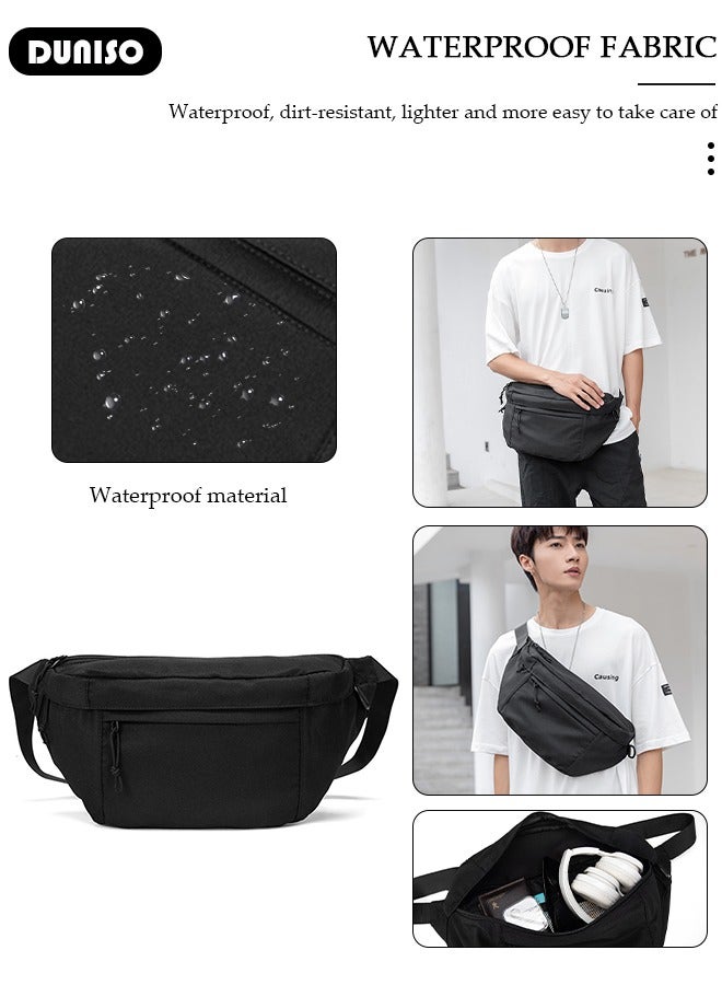 DUNISO Waist Pack for Men, Crossbody Waist Bag Pack Belt Bag for Travel Walking Running Hiking Cycling, Pouch Hip Bum Bag Chest Bag with Adjustable Strap For Gym Fitness Workout Travel Work Commuting - Image 5