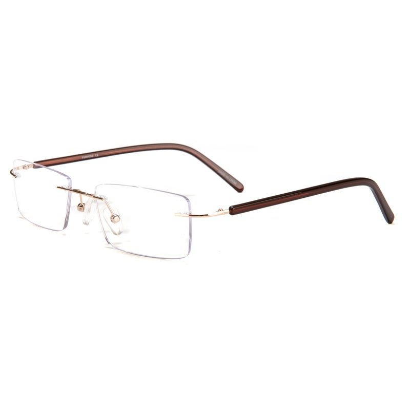 FONHCOO Blue Light Blocking Glasses Anti Blue Ray Unisex Lightweight Rimless Frameless Rectangle Computer Gaming Glasses AntiGlare AntiFatigue Gold