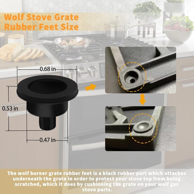 Allstare أقدام مطاطية للشبكة من 815689 لموقد الغاز Wolf CT، وسادة شبكة موقد الغاز من سلسلة GR، قطع غيار موقد الغاز Wolf، أقدام مطاطية للشبكة من موقد الغاز Wolf، مناسبة أيضًا لمواقد العلامات التجارية الأخرى، عبوة من 8 قطع - Image 2