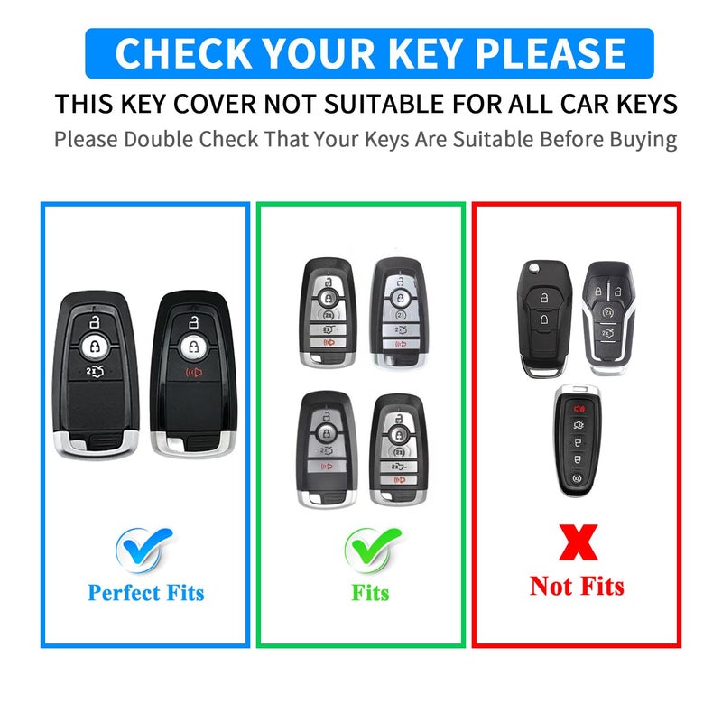QBUC for Ford Key Fob Cover, Soft TPU Full Protection Key Case for Ford 2018-2024 Explorer Bronco Escape Edge Expedition F-150 Fusion Maverick Mustang Ranger Accessories(3 Button,Blue) - Image 2