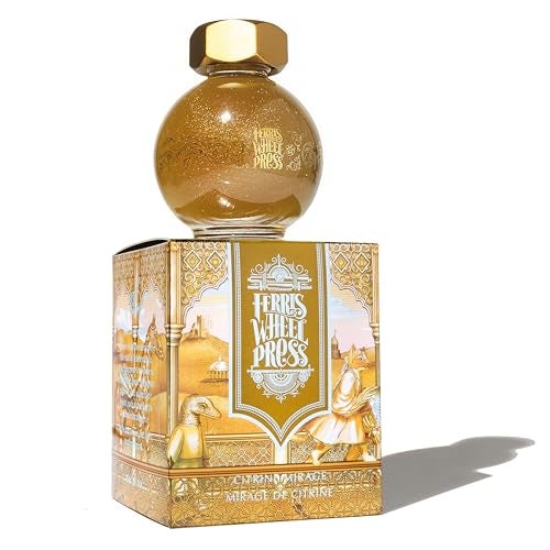 Ferris Wheel Press Ink, FerriTales Collection, Bestiary Series, Citrine Mirage Honeyed Brown with duochrome Teal/Pink Shimmer, 20ml Fountain Pen Ink Bottle - Image 1