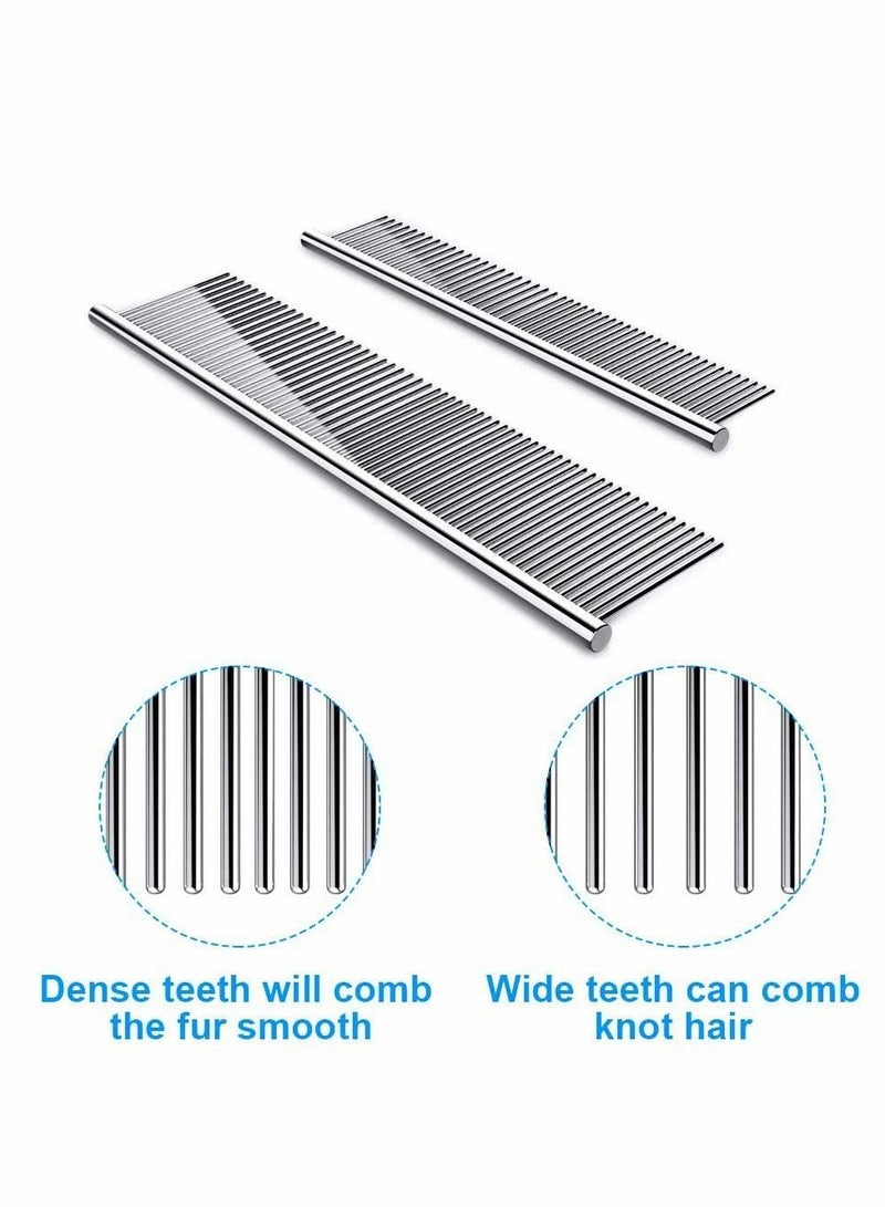 سيوسي أمشاط للكلاب وأمشاط للقطط أسنان فولاذية مقاومة للصدأ لإزالة تشابك الجلد المصنفر أدوات العناية الاحترافية حيوانات أليفة قصيرة الشعر طويلة الشعر مناسبة (قطعتان) - Image 3