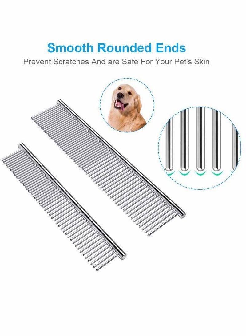 سيوسي أمشاط للكلاب وأمشاط للقطط أسنان فولاذية مقاومة للصدأ لإزالة تشابك الجلد المصنفر أدوات العناية الاحترافية حيوانات أليفة قصيرة الشعر طويلة الشعر مناسبة (قطعتان) - Image 2