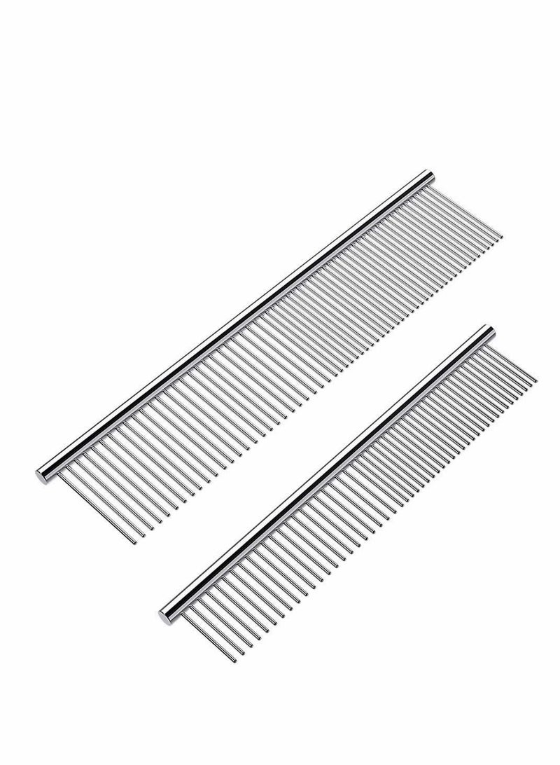 سيوسي أمشاط للكلاب وأمشاط للقطط أسنان فولاذية مقاومة للصدأ لإزالة تشابك الجلد المصنفر أدوات العناية الاحترافية حيوانات أليفة قصيرة الشعر طويلة الشعر مناسبة (قطعتان) - Image 1