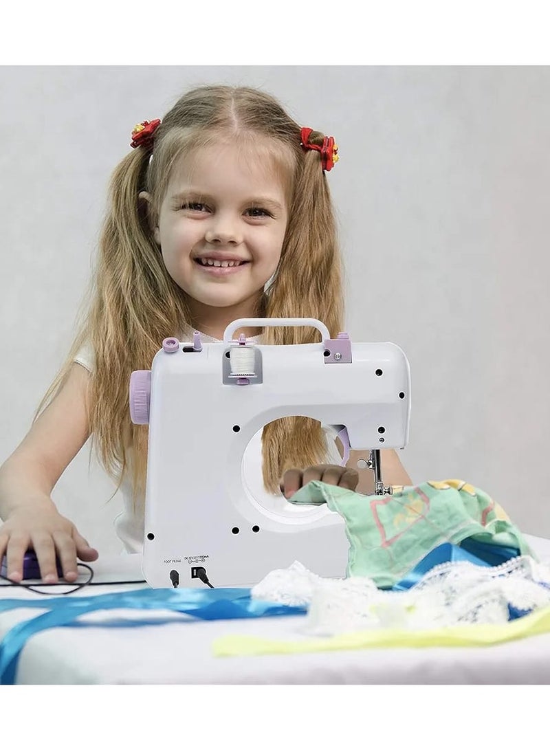 Mini Sewing Machine, Portable Electric Sewing Machine with 12 Stitches and Removable Presser Foot, Household Multi-Function Mending Machine with Foot Pedal for Beginner. (white) - Image 1