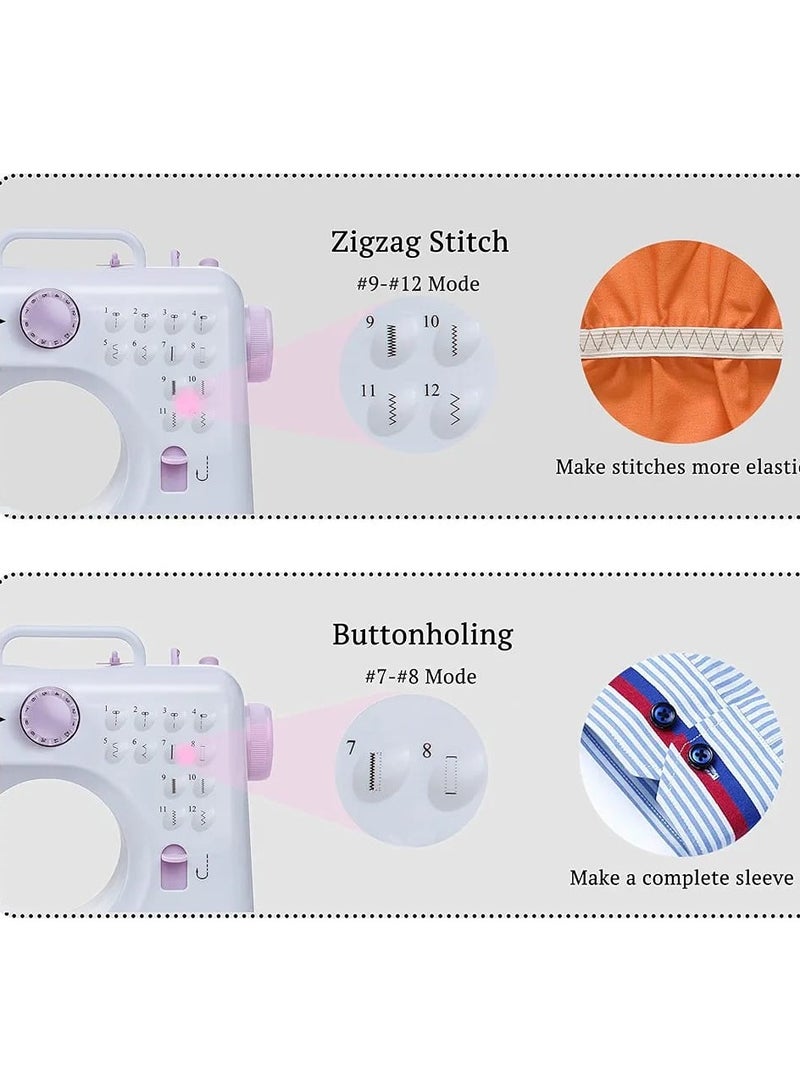Mini Sewing Machine, Portable Electric Sewing Machine with 12 Stitches and Removable Presser Foot, Household Multi-Function Mending Machine with Foot Pedal for Beginner. (white) - Image 3