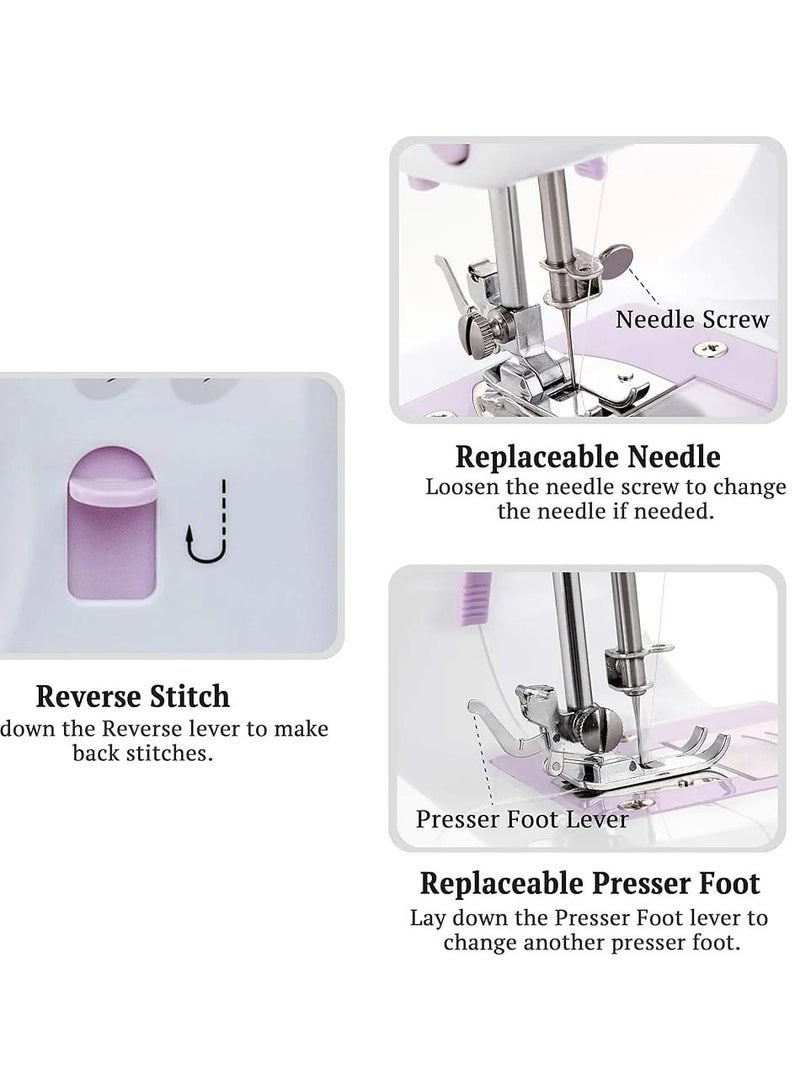 Mini Sewing Machine, Portable Electric Sewing Machine with 12 Stitches and Removable Presser Foot, Household Multi-Function Mending Machine with Foot Pedal for Beginner. (white) - Image 4