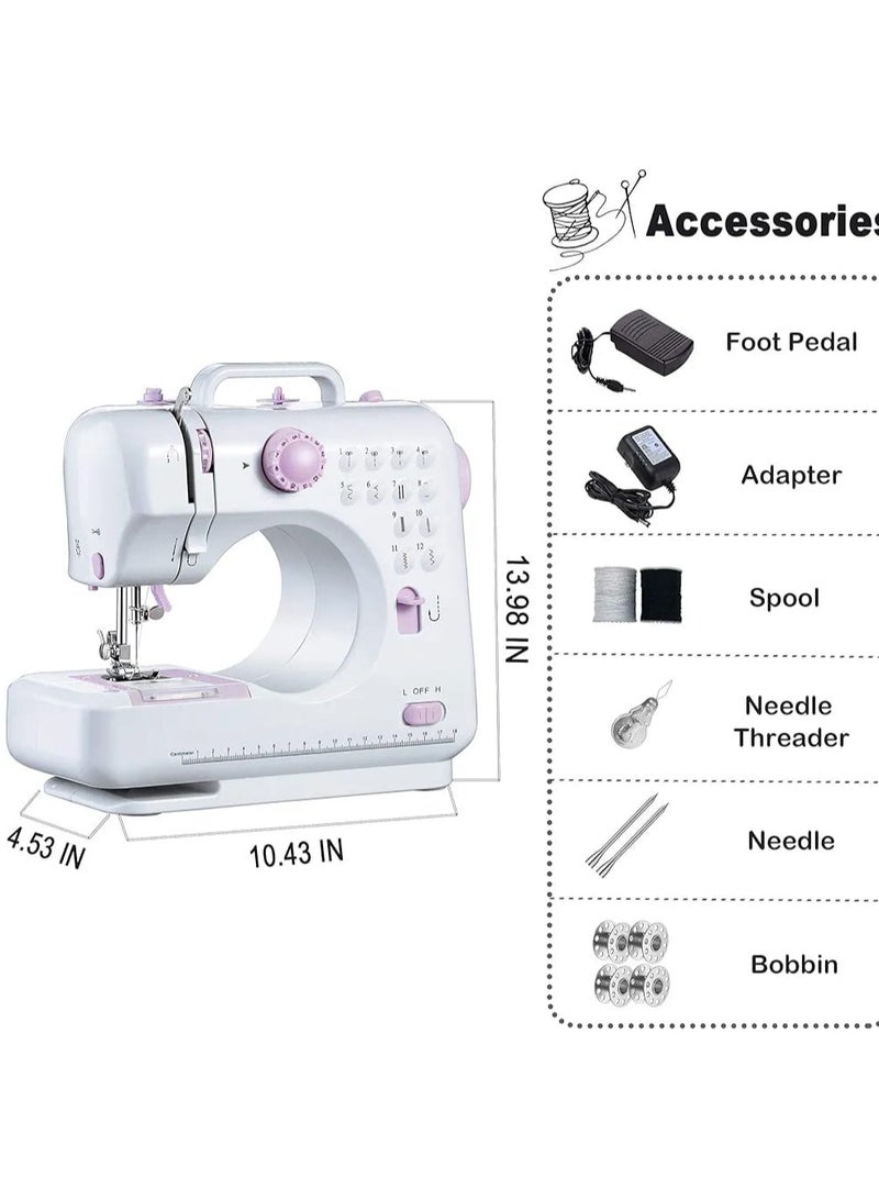 Mini Sewing Machine, Portable Electric Sewing Machine with 12 Stitches and Removable Presser Foot, Household Multi-Function Mending Machine with Foot Pedal for Beginner. (white) - Image 5