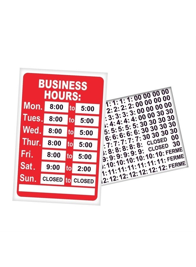 Business Hours Sign 7.7”x 11.7”,Hours of Operation Signs for Business,Open Sign with Hours,Changeable Store Hours Sign,Ideal Signs for Any Business,Store or Office?Red) - Image 1