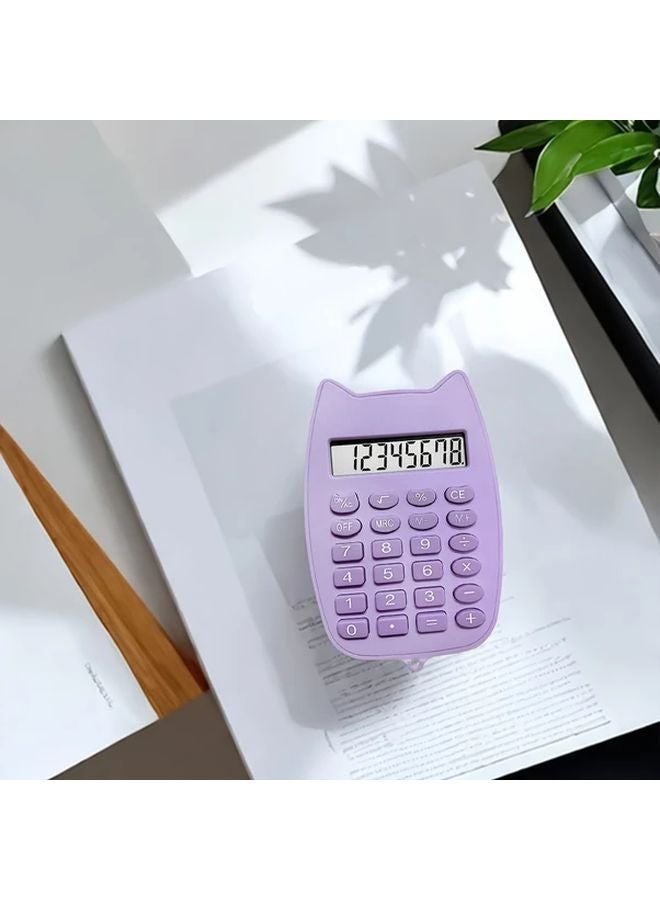 Pink Mini Cat Shaped Calculator With Soft Buttons Relax Healing Pocket Sized Office Companion - Image 2