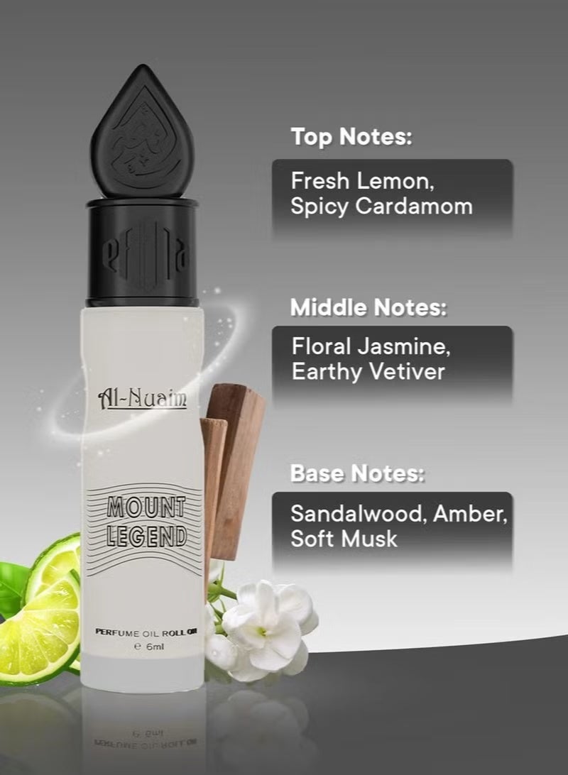 أل نواعم عطر النعيم ماونت ليجند رول أون 6 مل | زيت عطري مركز للجنسين خالٍ من الكحول | عطر خشبي عطري منعش يدوم طويلاً للرجال والنساء | حجم مناسب للجيب - Image 4