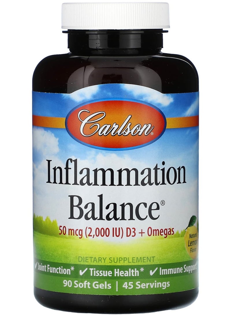 Inflammation Balance D3 + Omegas, Natural Lemon, 2,000 IU, 90 Soft Gels (25 mcg (1,000 IU) per Soft Gel)