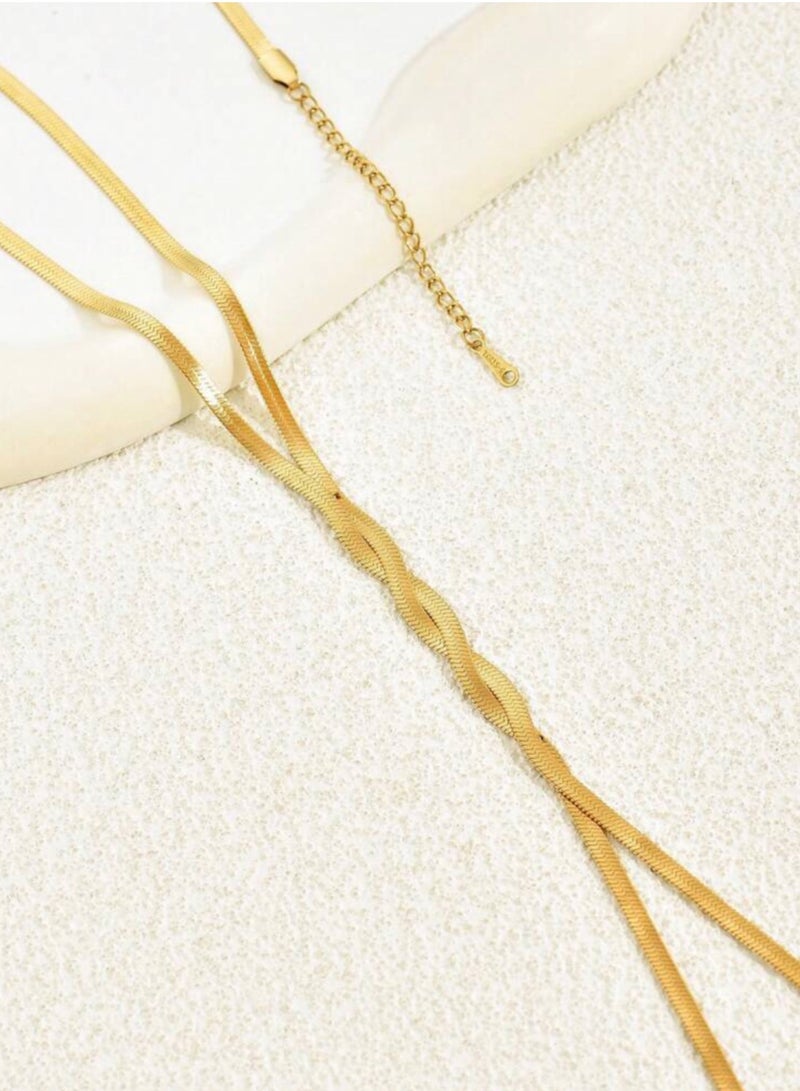 Jewelry 4You Stylish Stainless Steel Gold Plated Long Necklace For Women Size 40 + 5cm - Image 2