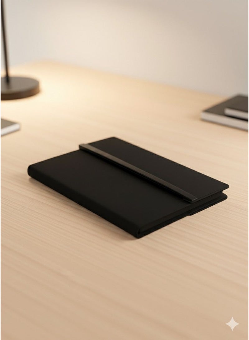 مجموعة دفتر ملاحظات ومنظم ملفات فاخر مع قلم معدني للكتابة على الورق الأسود - Image 3