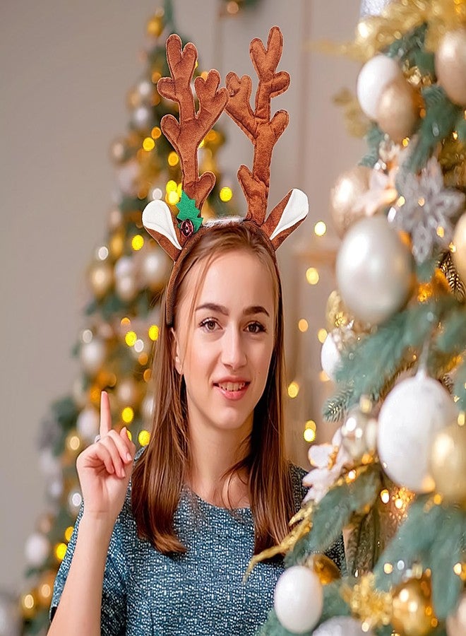 دونيس طوق رأس دونيس لعيد الميلاد، طوق رأس على شكل قرون غزال الرنة مع أجراس، طوق شعر لطيف على شكل قرون غزال الرنة، طوق شعر قطيفة على شكل غزال الرنة، قطعة واحدة، إكسسوارات شعر للنساء البالغات، إكسسوارات شعر لحفلات عيد الميلاد ورأس السنة الجديدة - Image 3