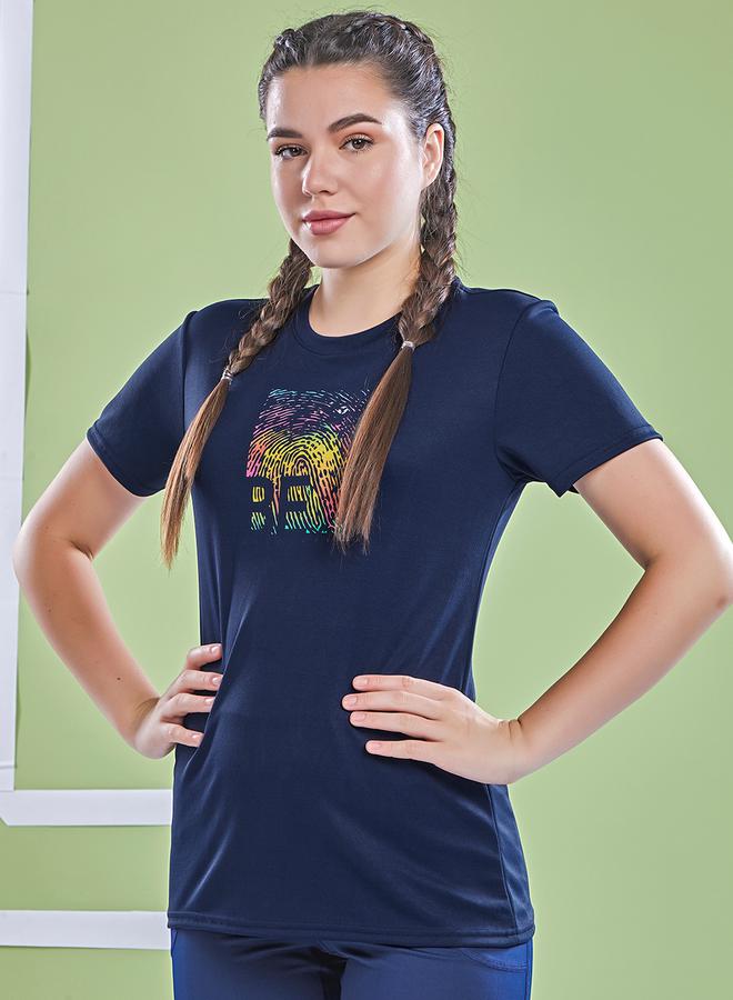 Technosport Graphic Print Crew Neck Short Sleeve Top - Image 1
