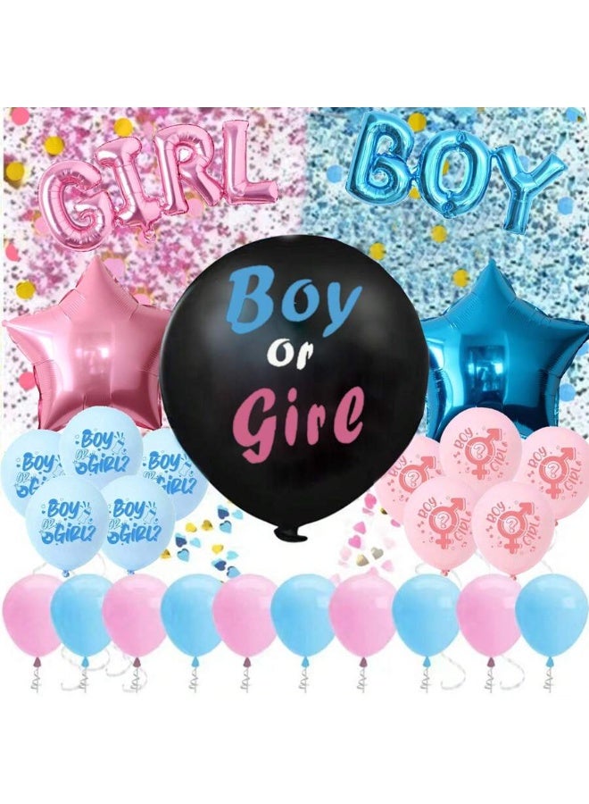 27-pcs Gender Reveal Party Decoration Set, Including Blue and Pink Latex Balloons for Boys or Girls, Gender Reveal Balloons, and Confetti for Gender Reveal Parties and Baby Showers. - Image 1