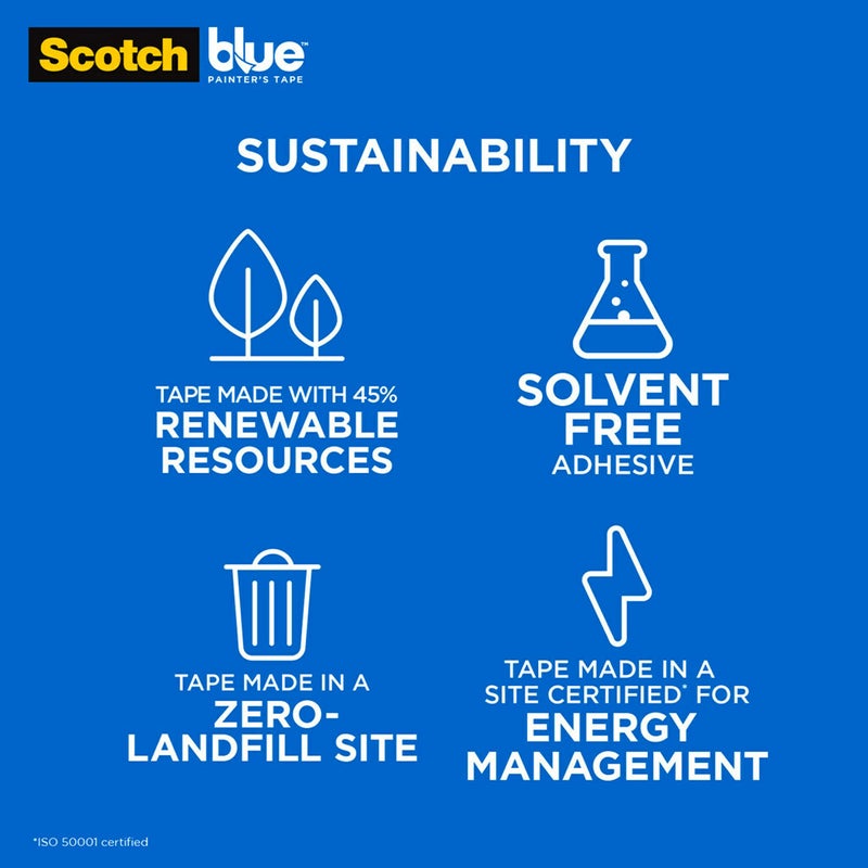 3M Scotch Painter's Tape 1.41 inches Original Multi-Surface Painter's Tape, x 60 yards (360 yards total), 2090, 6 Rolls, Blue, 6 Foot - Image 2