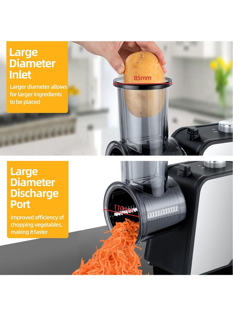 ET-LIFE 5 in 1 Electric Vegetable Slicer, 300W Electric Grater, Salad Maker, Easy One-button Control, Electric Grater for Vegetables, Cheese and Nuts, Suitable for Home Kitchen - Image 3