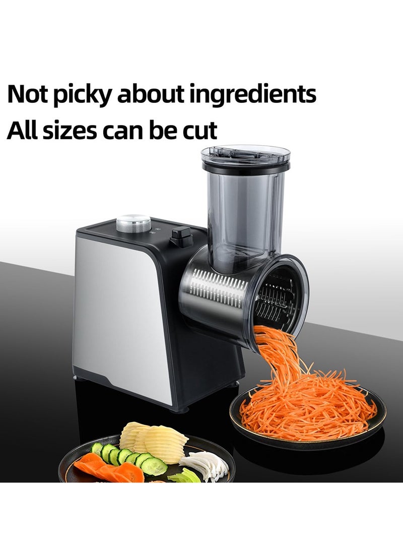 ET-LIFE 5 in 1 Electric Vegetable Slicer, 300W Electric Grater, Salad Maker, Easy One-button Control, Electric Grater for Vegetables, Cheese and Nuts, Suitable for Home Kitchen - Image 2