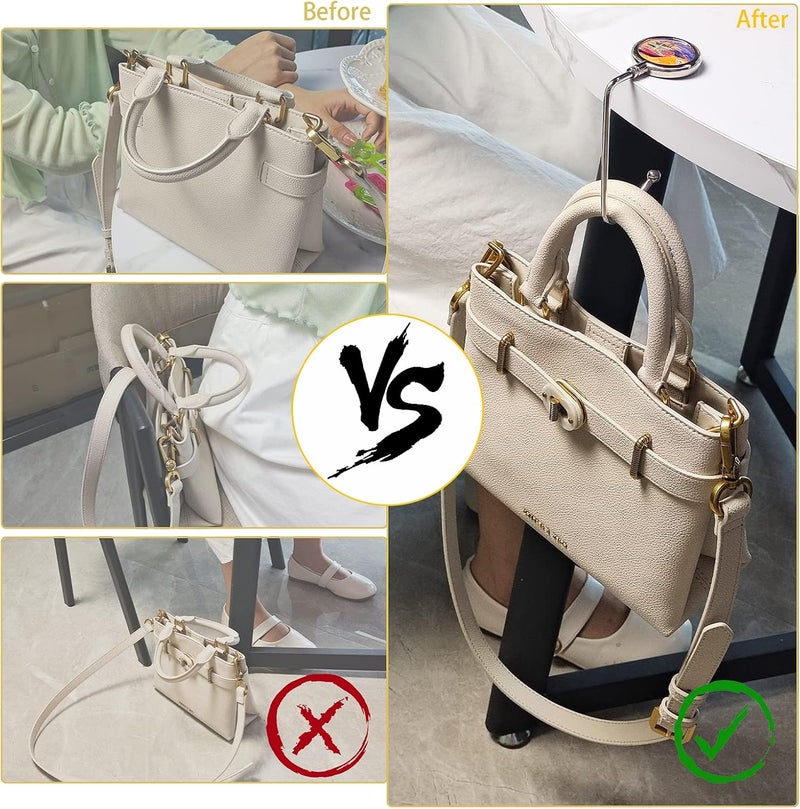 CREATIEE-PRO 6 Pack Purse Hook Long Handbag Hanger for Table Desk, Creatiee Portable Bag Holder Under Counter Handbags Hook for Women Girl (Style 2) - Image 5