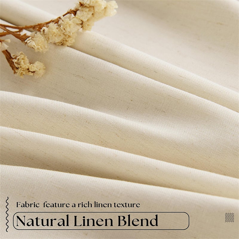 TWODRAPES Beige Sand 63 Inch Length Blackout Linen Curtains Pinch Pleated Curtains Drapes Back Tab Farmhouse 100% Black Out Short Room Darkening Pinch Pleat Drapes with Hooks Rings for Small Window Bedroom - Image 5