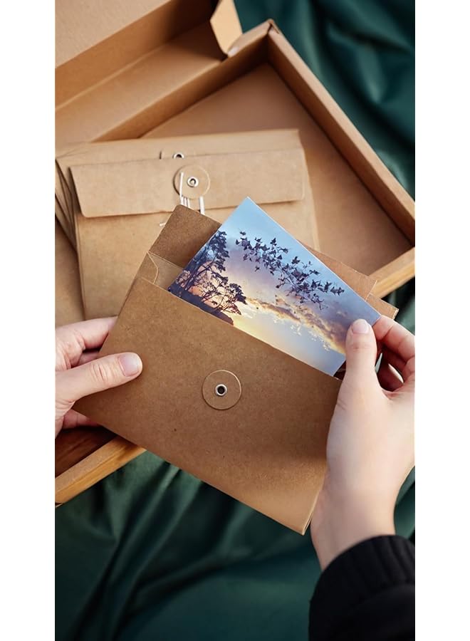 erorex 10 Pcs Kraft Paper Envelopes With Button And String Closure Vintage Pockets For Mail Postcards Bills Invitations Brown 6.7X4.5 Inch  - Image 4