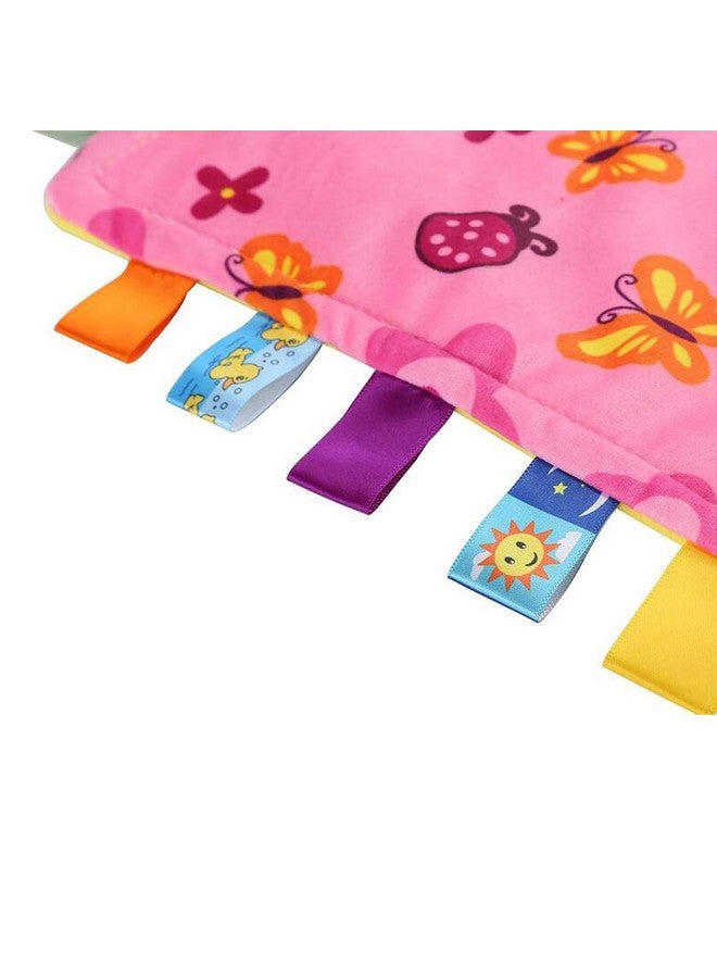 G-Tree Pink Flower Tag Comforter Security Blankets with Colorful Tags Infants Toddlers Soft Plush Taggie Blanket Newborn Baby Girl Gift - Image 5