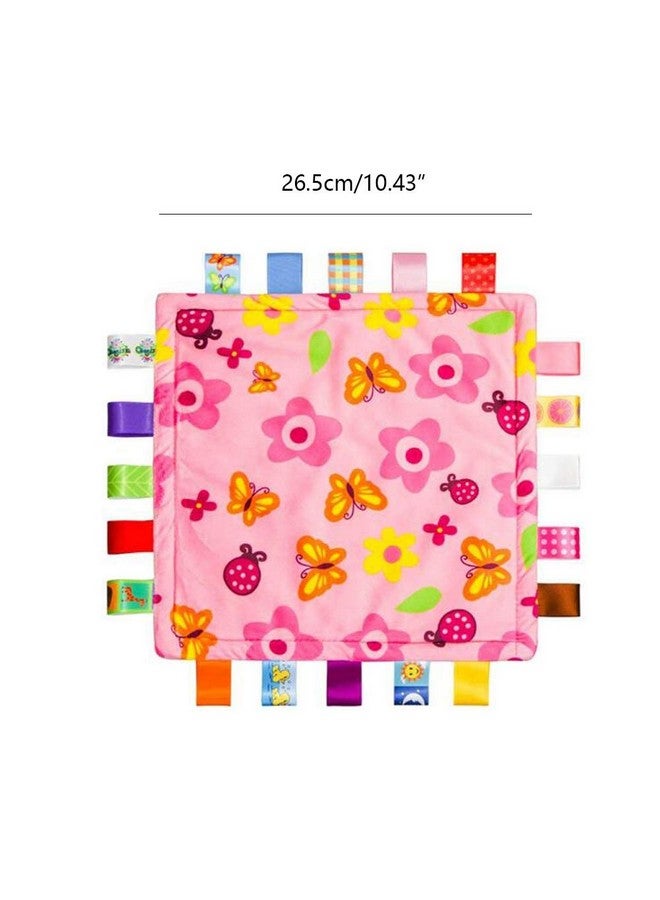 G-Tree Pink Flower Tag Comforter Security Blankets with Colorful Tags Infants Toddlers Soft Plush Taggie Blanket Newborn Baby Girl Gift - Image 4