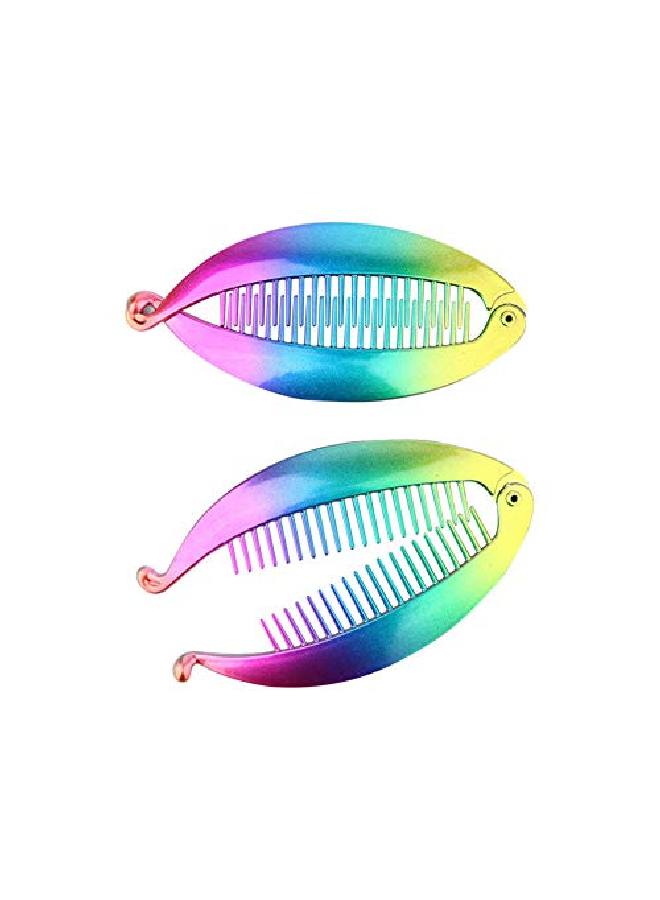 Suoirblss 5 Pcs 53 Inch Rainbow Color Banana Hair Combs Fishtail Banana Hair Clip Holder Hair Claw Fashion Interlocking Flat Shark Hair Clincher - Image 4
