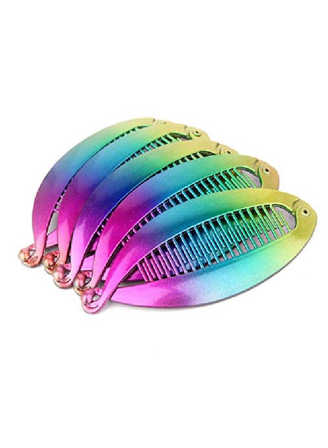 Suoirblss 5 Pcs 53 Inch Rainbow Color Banana Hair Combs Fishtail Banana Hair Clip Holder Hair Claw Fashion Interlocking Flat Shark Hair Clincher - Image 1