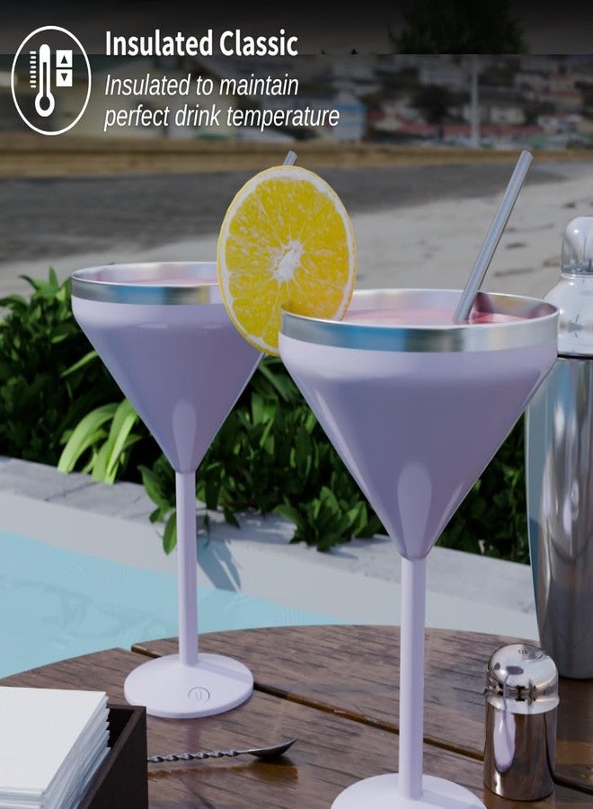 vaanshie 8 oz. Vacuum Sealed Martini Glass [Lilac/Set of 2] - Stainless Steel Martini Glass, Insulated Tumbler with Straws, Olive Pins, Straw Cleaner, Insulated Glass for Mother's Day Gift - Image 4